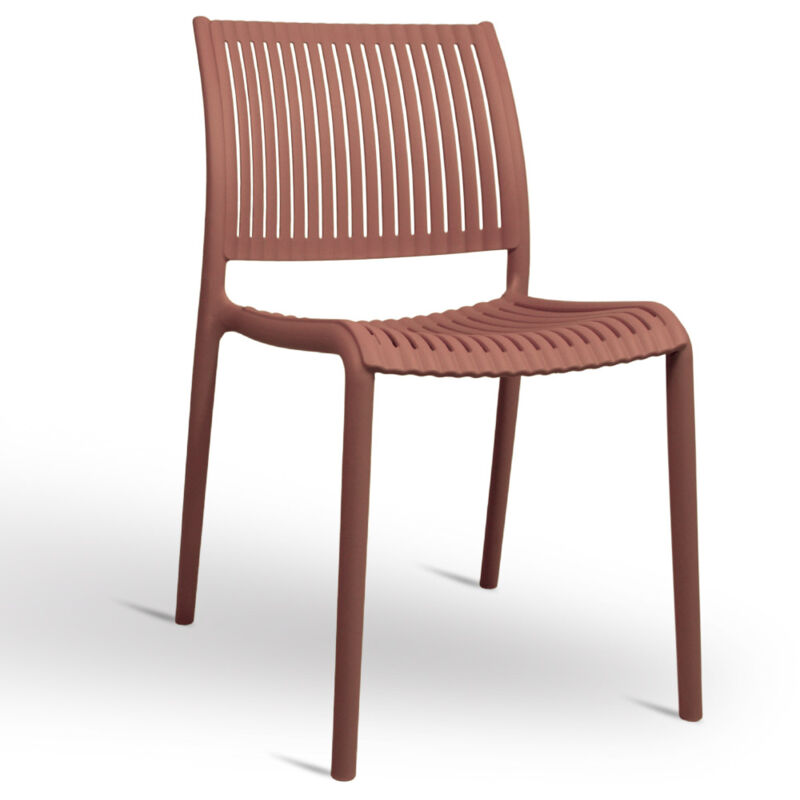 foto del prodotto sedia aurora da esterno in plastica colore rosso mattone modello comfort