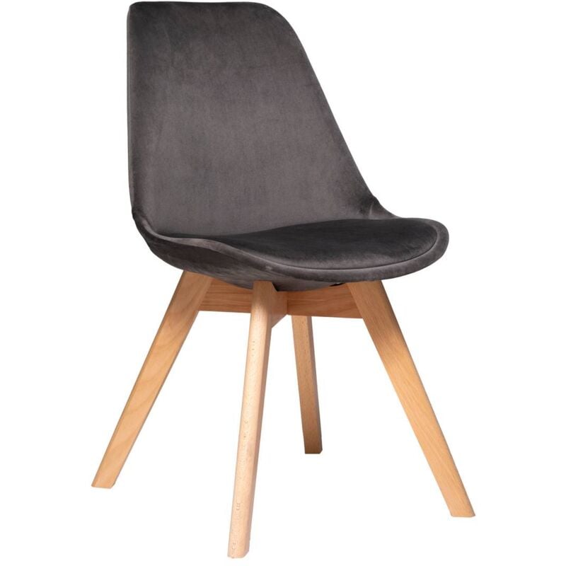 foto del prodotto sedia baya velluto grigio gambe in faggio atmosphera cr ateur d int rieur