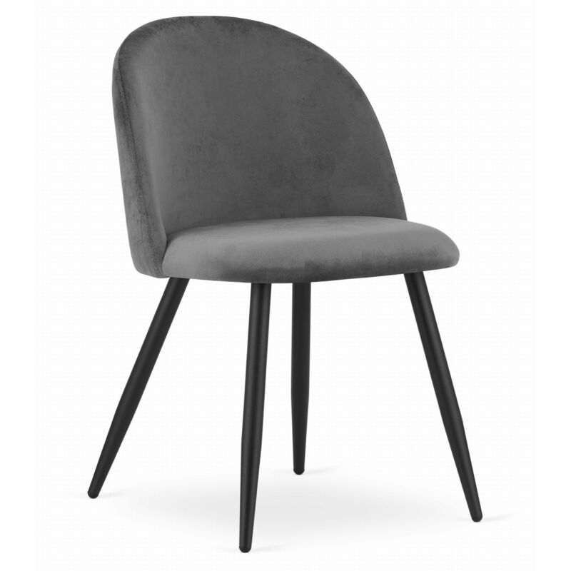 foto del prodotto sedia bello velluto grigio scuro gambe nere x 1