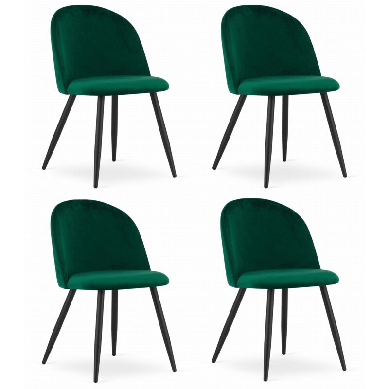 foto del prodotto sedia bello velluto verde gambe nere x 4