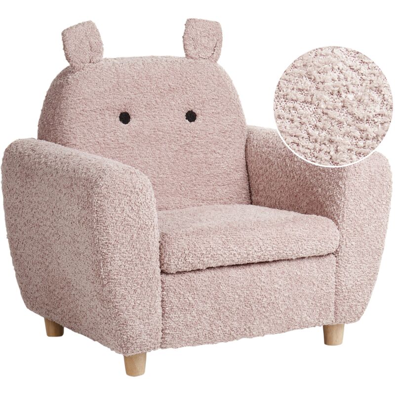 foto del prodotto sedia boucle imbottita con braccioli per bambini rosa maribo