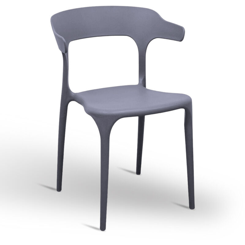 foto del prodotto sedia california in plastica colore grigio impilabile modello comfort
