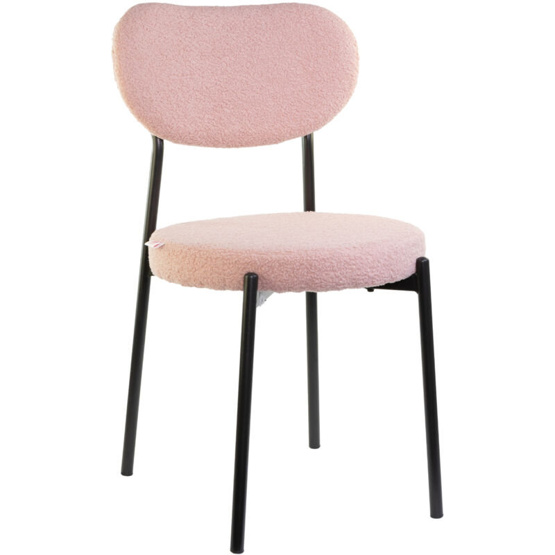 foto del prodotto sedia chicago teddy con struttura in metallo nero e seduta imbottita in morbido cotone boucl di design moderno per casa ufficio sala da pranzo x1