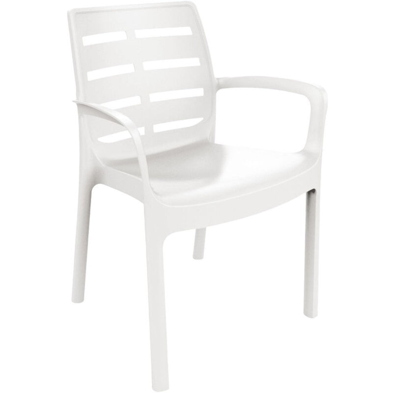 foto del prodotto sedia con braccioli in polipropilene impilabile per esterno 61x56xh82 cm bianco
