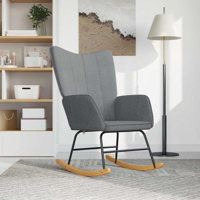 foto del prodotto sedia con piedi a dondolo rivestita in tessuto vari colori colore grigio chiaro