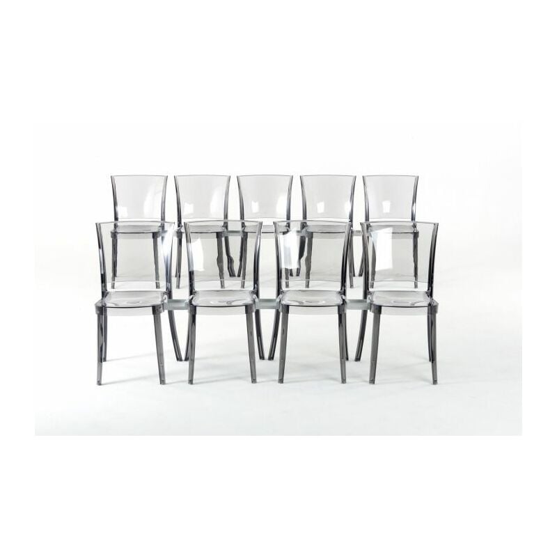 foto del prodotto sedia conferenza trasparente lucienne con gancio colore grigio silver