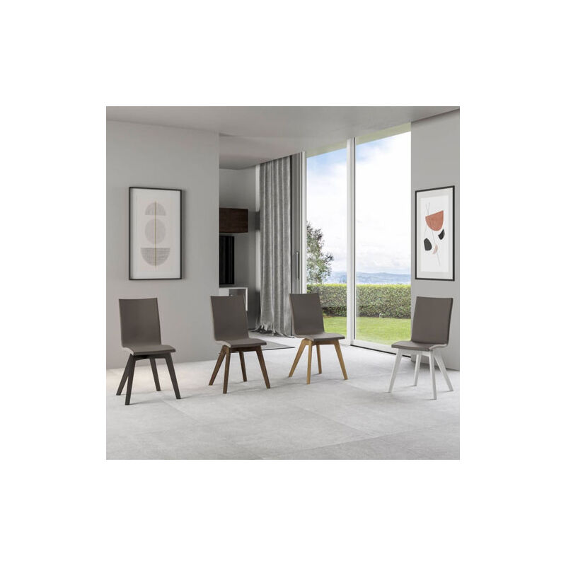 foto del prodotto sedia cucina in similpelle e gambe in legno. sedie