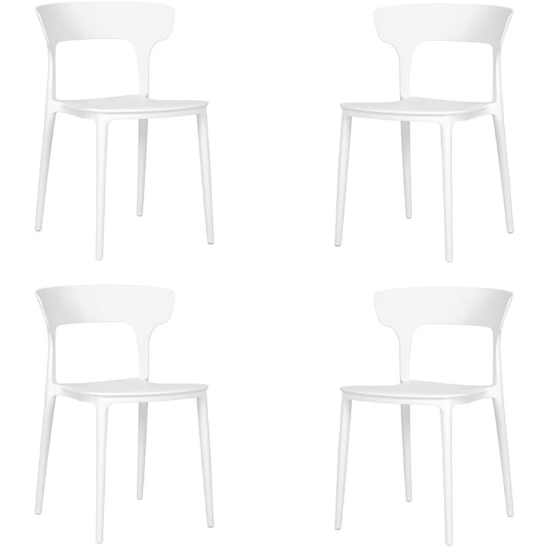 foto del prodotto sedia cucina moderna impilabile per interni ed esterni 4 sedie bianco liam