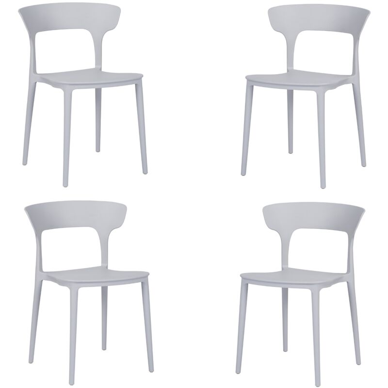 foto del prodotto sedia cucina moderna impilabile per interni ed esterni 4 sedie grigio liam