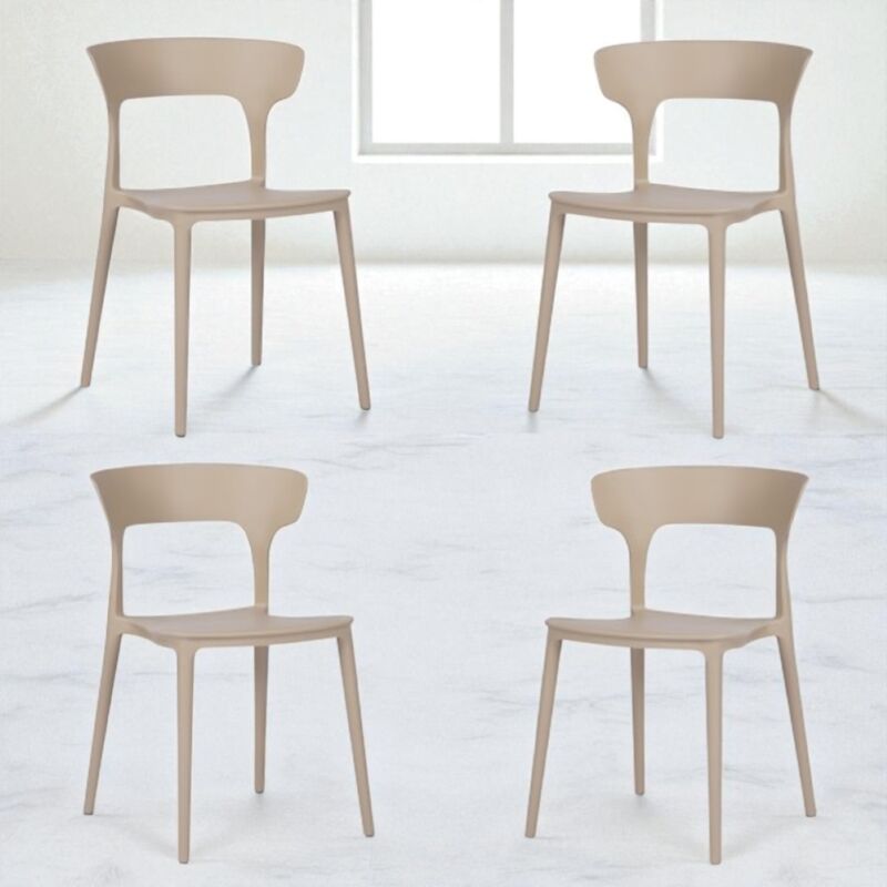 foto del prodotto sedia cucina moderna impilabile per interni ed esterni 4 sedie tortora liam