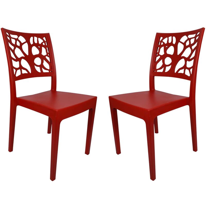 foto del prodotto sedia da bar cucina in polipropilene impilabile teti rosso set 2