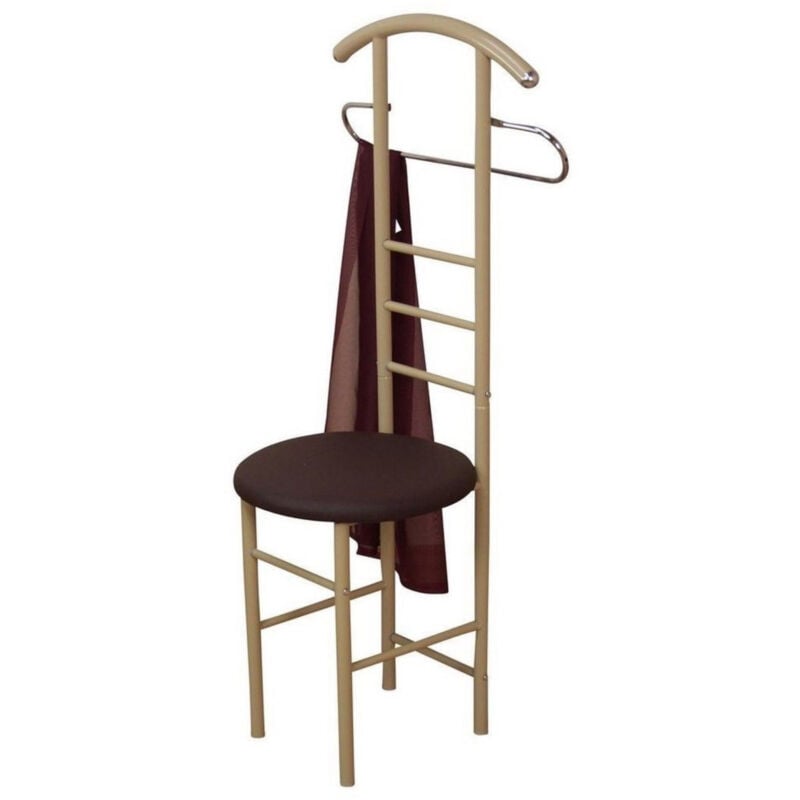 foto del prodotto sedia da camera servomuto in acciaio beige e sintetico marrone med05103