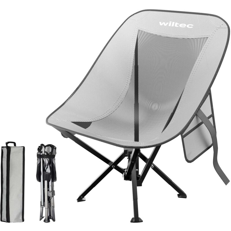 foto del prodotto sedia da campeggio pieghevole portatile 100 kg grigio nero wiltec