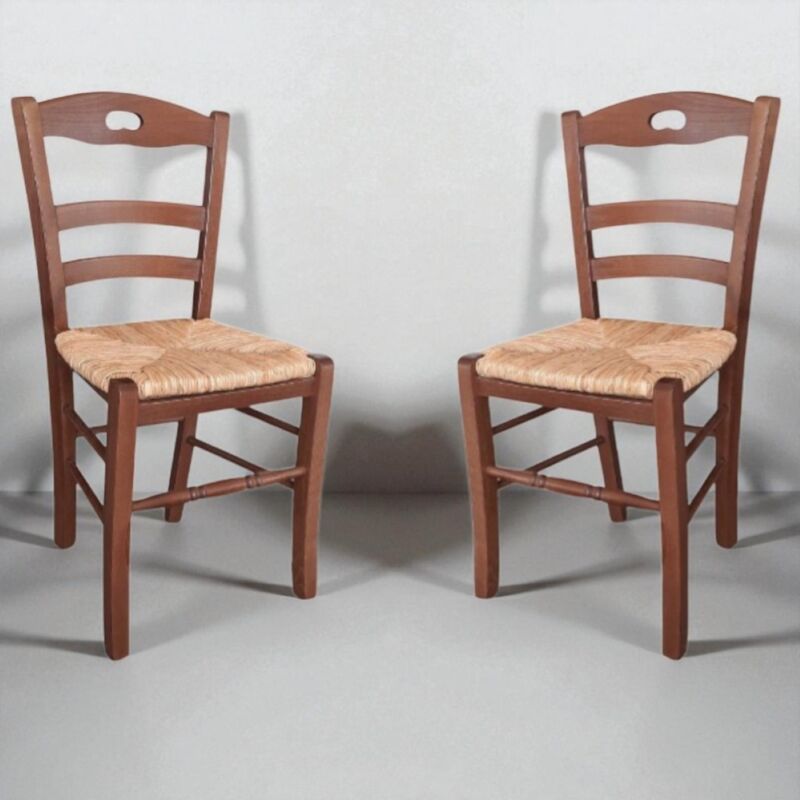 foto del prodotto sedia da cucina con seduta paglia loire noce set 2 pz