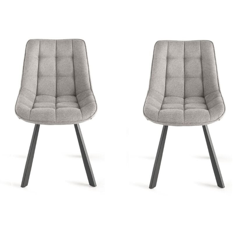 foto del prodotto sedia da cucina in tessuto grigio chiaro gambe metallo friedic set 2 pz