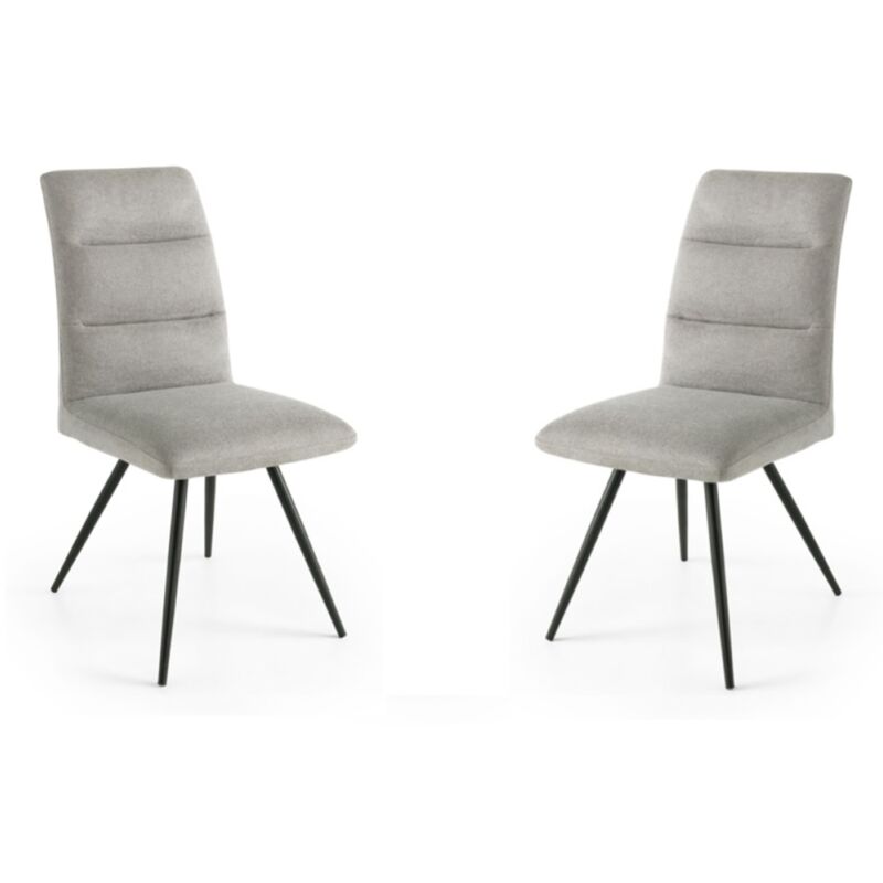 foto del prodotto sedia da cucina in tessuto grigio chiaro gambe metallo hill set 2 pezzi