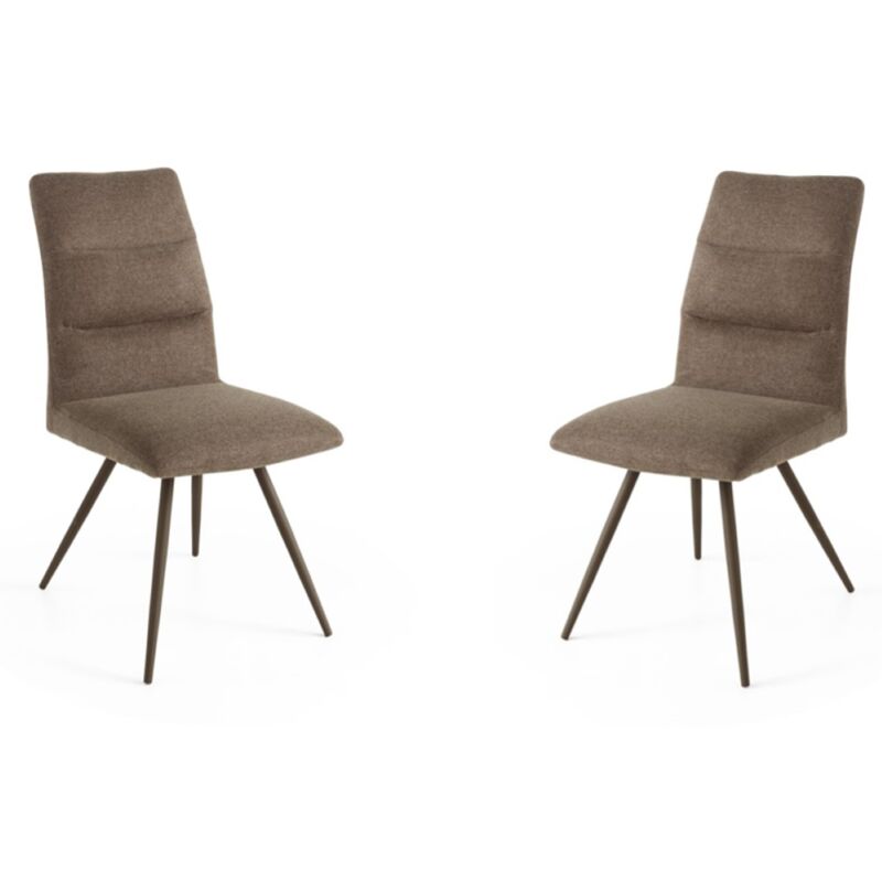 foto del prodotto sedia da cucina in tessuto marrone gambe metallo hill set 2 pezzi