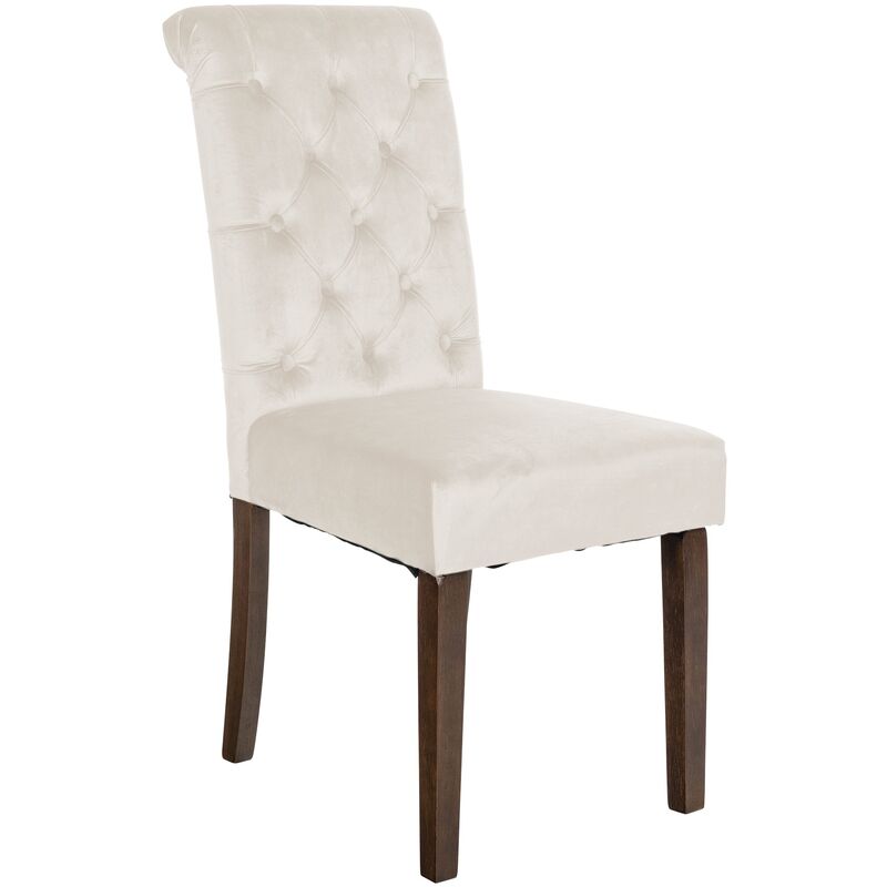 foto del prodotto sedia da cucina lisburn design chesterfield crema velluto