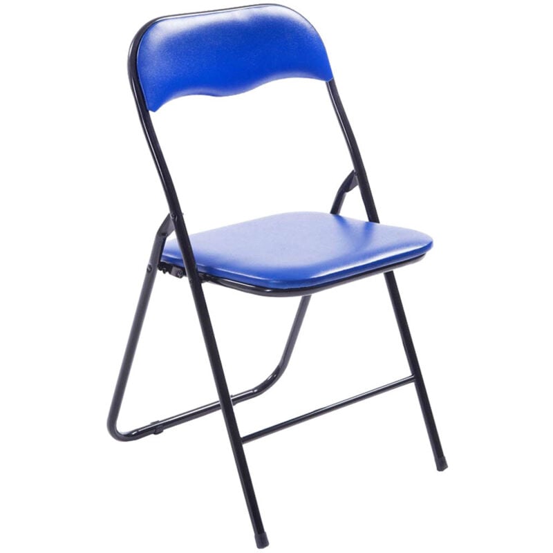 foto del prodotto sedia da cucina pieghevole blu con base in metallo nero med10010