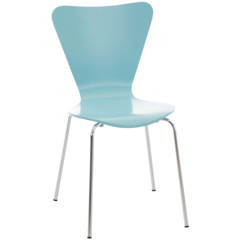 foto del prodotto sedia da cucina sala da pranzo x1 impilabile schienale triangolare in legno chiaro e metallo cromato 100003329