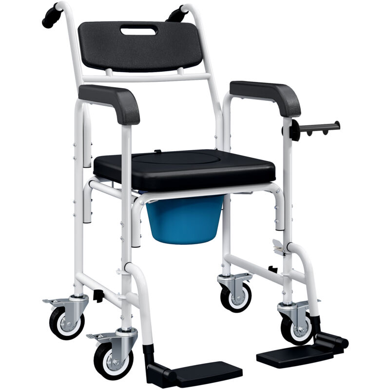 foto del prodotto sedia da doccia a rotelle impermeabile 4 in 1 i alluminio e plastica nera homcom