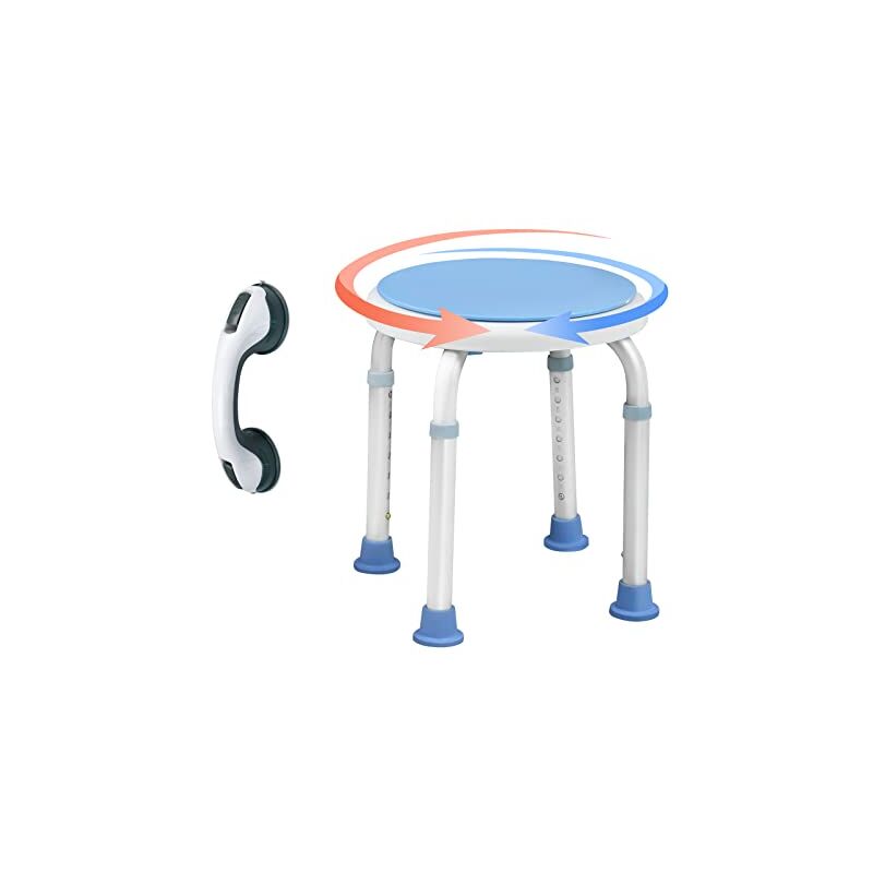 foto del prodotto sedia da doccia regolabile in altezza da 36 a 51cm con maniglie, girevole a 360 typ c naizy
