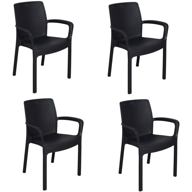 foto del prodotto sedia da esterno anacleto, sedute da giardino, sedia per tavolo da pranzo, poltrona outdoor effetto rattan, 100 made in italy, 54x60h82 cm,