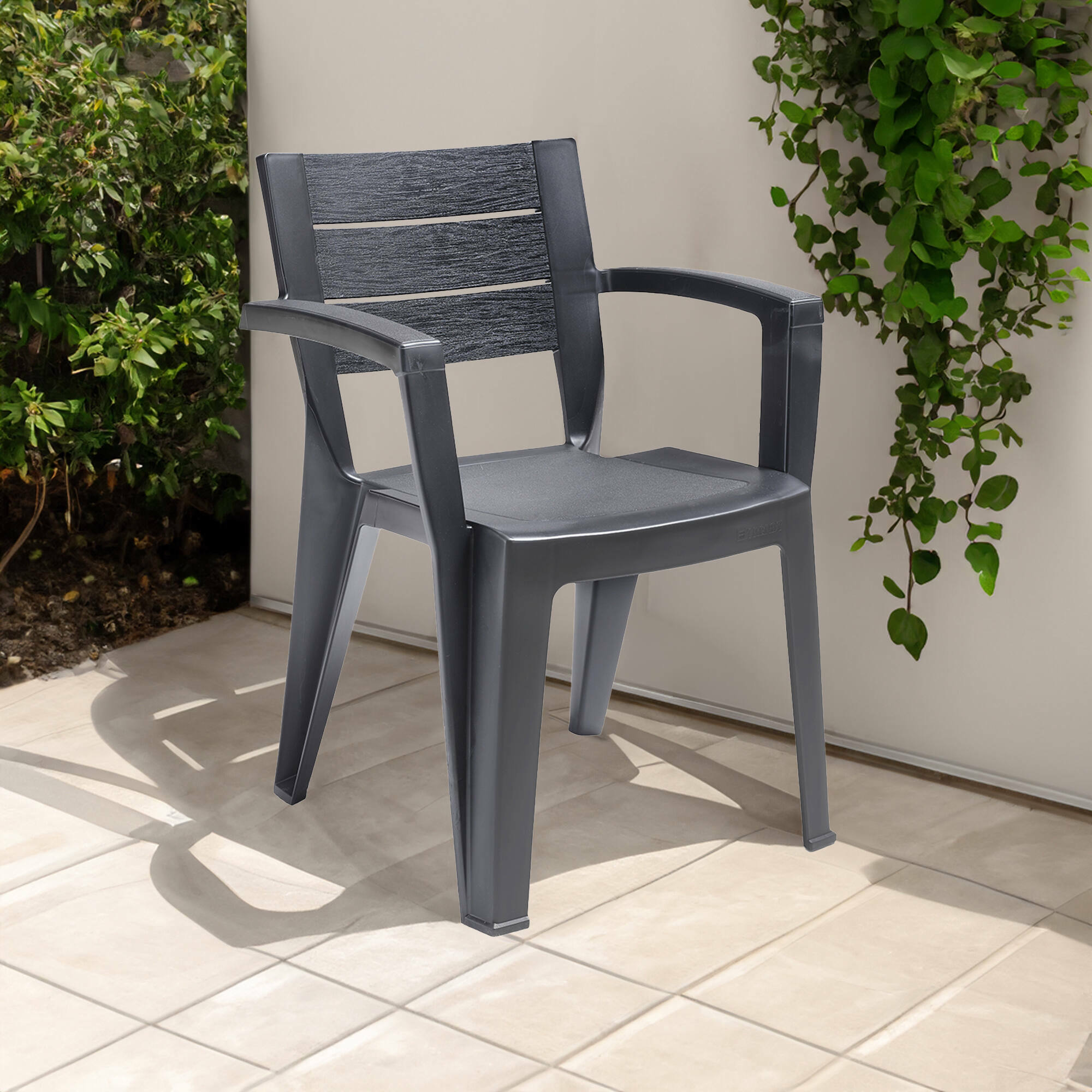 foto del prodotto sedia da esterno camogli, seggiola da giardino, seduta outdoor multiuso, panchina da giardino, made in italy, 60x58 h79 cm, antracite