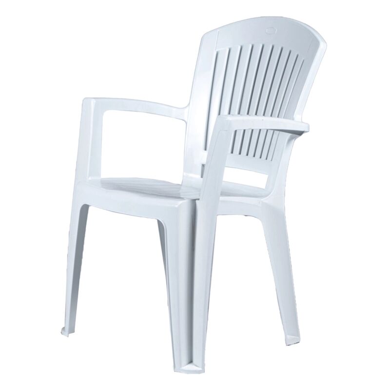 foto del prodotto sedia da esterno con schienale medio comfort vega in polipropilene bianco 58x46x90 cm