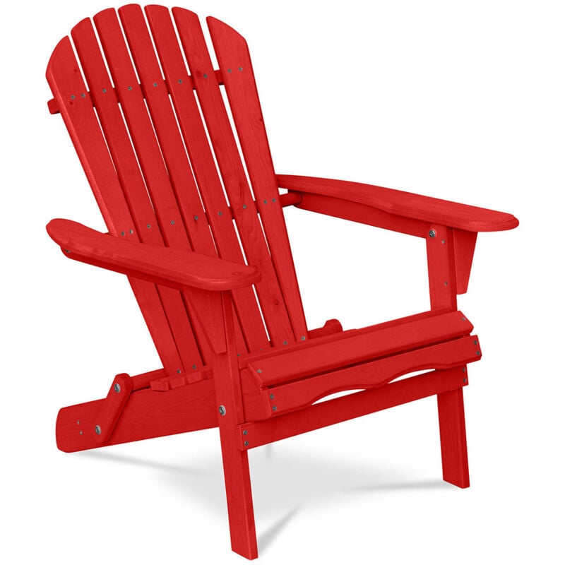foto del prodotto sedia da esterno in legno con braccioli sedia da giardino adirondack adirondack rosso