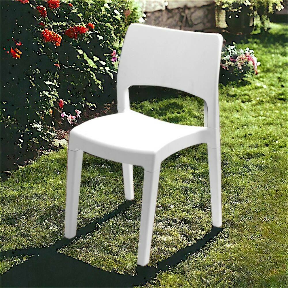 foto del prodotto sedia da esterno zircone, sedia per tavolo da pranzo, poltrona outdoor, seduta da giardino, 100 made in italy, 50x51h82 cm, bianco
