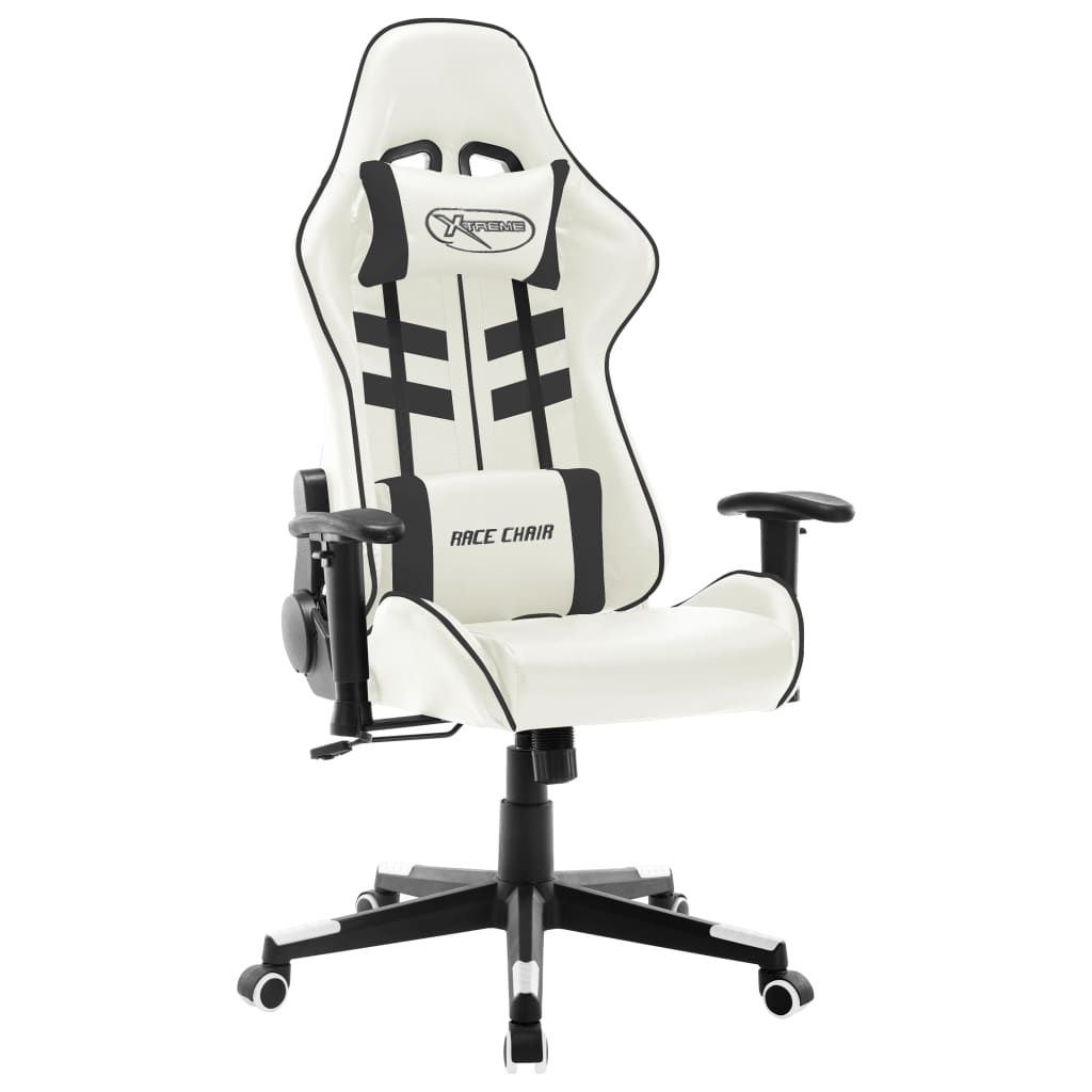 foto del prodotto sedia da gaming bianca e nera in similpelle cod mxl 64415