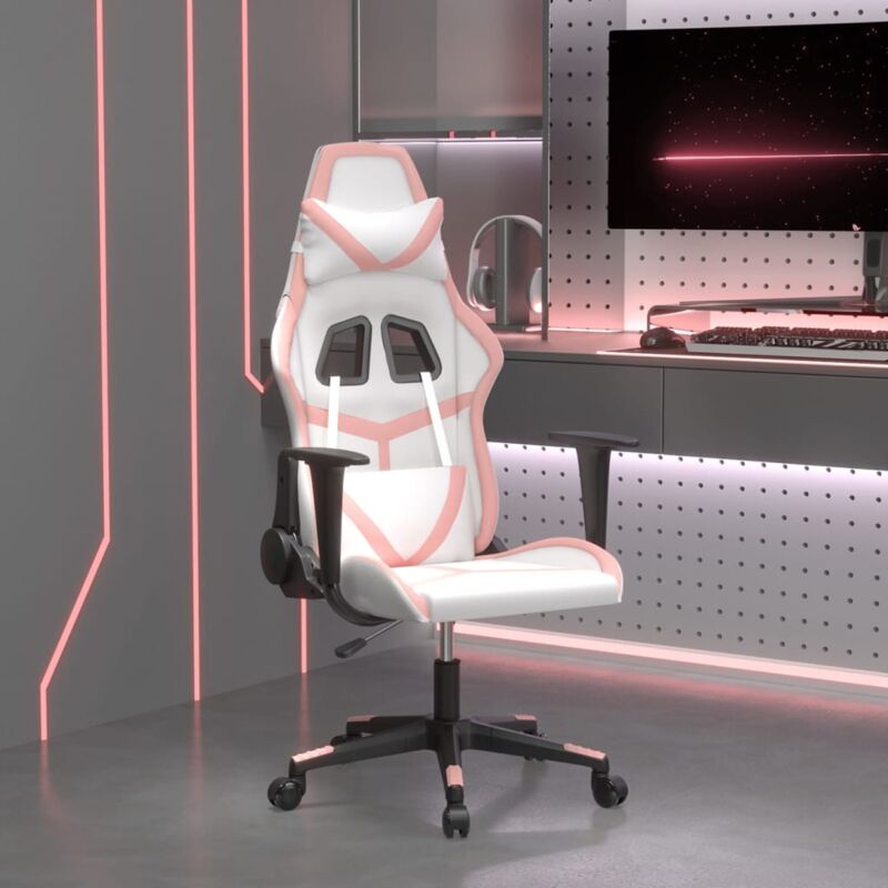 foto del prodotto sedia da gaming bianco e rosa in similpelle vidaxl