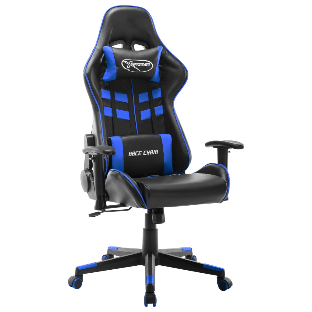 foto del prodotto sedia da gaming blu e nera in similpelle cod mxl 57884