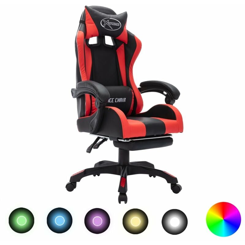 immagine 0 del prodotto sedia da gaming con luci a led rgb rossa e nera in similpelle vidaxl