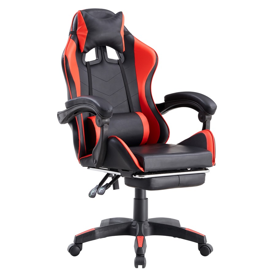 foto del prodotto sedia da gaming ergonomica in similpelle rosso/nera