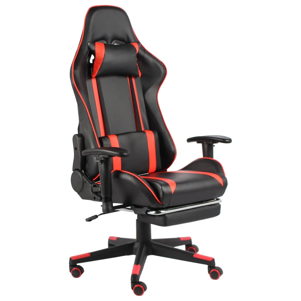 foto del prodotto sedia da gaming girevole con poggiapiedi rossa in pvc cod mxl 60878