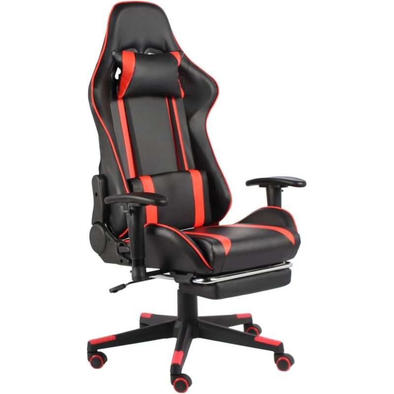 foto del prodotto sedia da gaming girevole con poggiapiedi rossa in pvc vidaxl