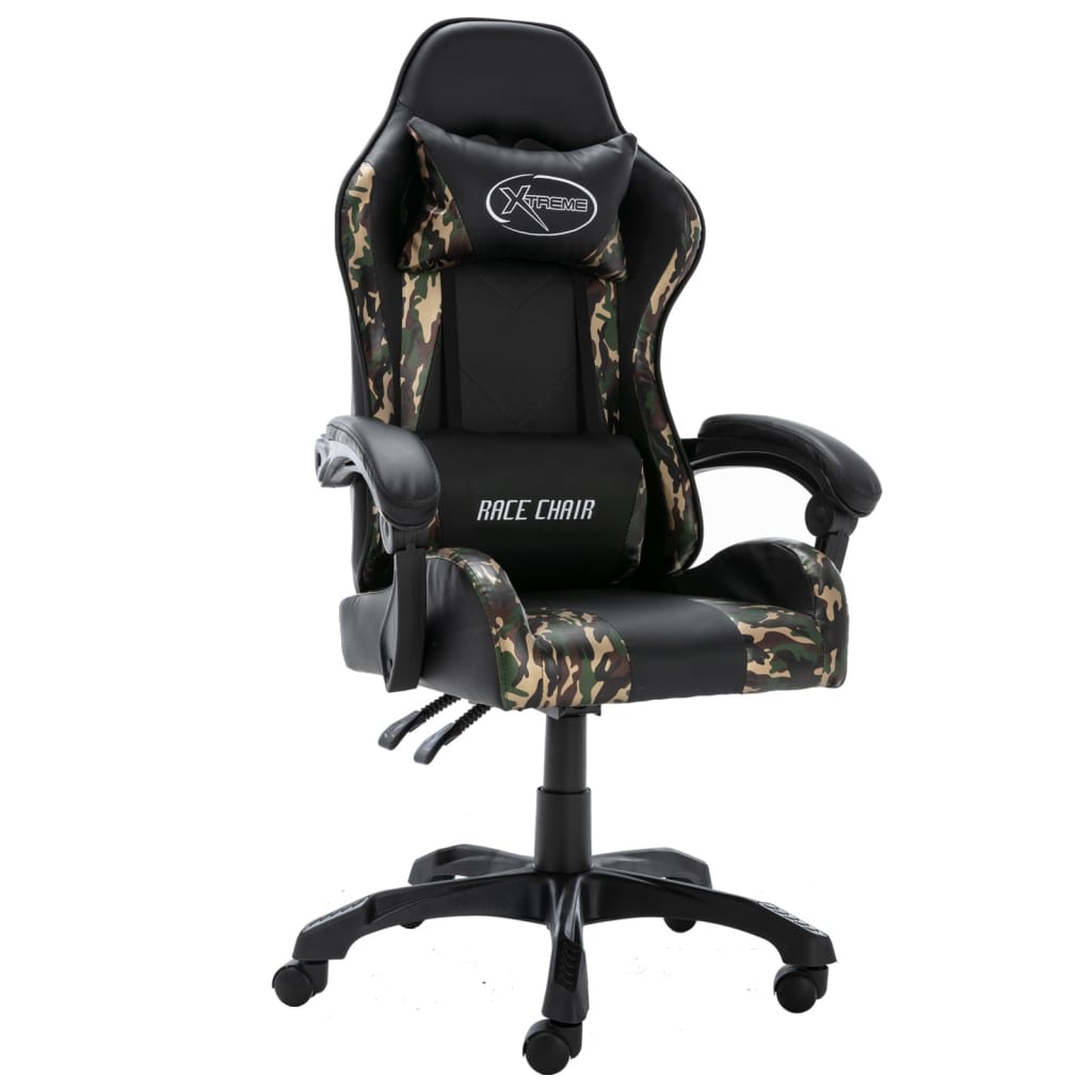 foto del prodotto sedia da gaming nera e mimetica in similpelle