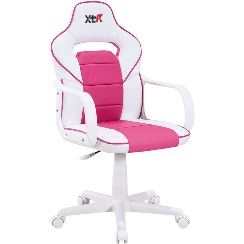 foto del prodotto sedia da gaming vanellope bianca e rosa in stile gamer