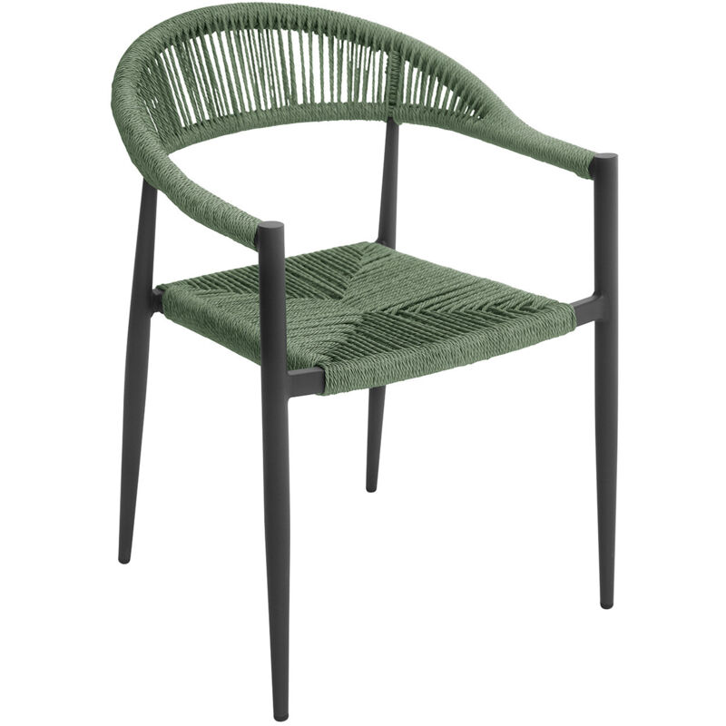 foto del prodotto sedia da giardino 56x78x59 cm milano con corda sintetica e allumino antracite e verde