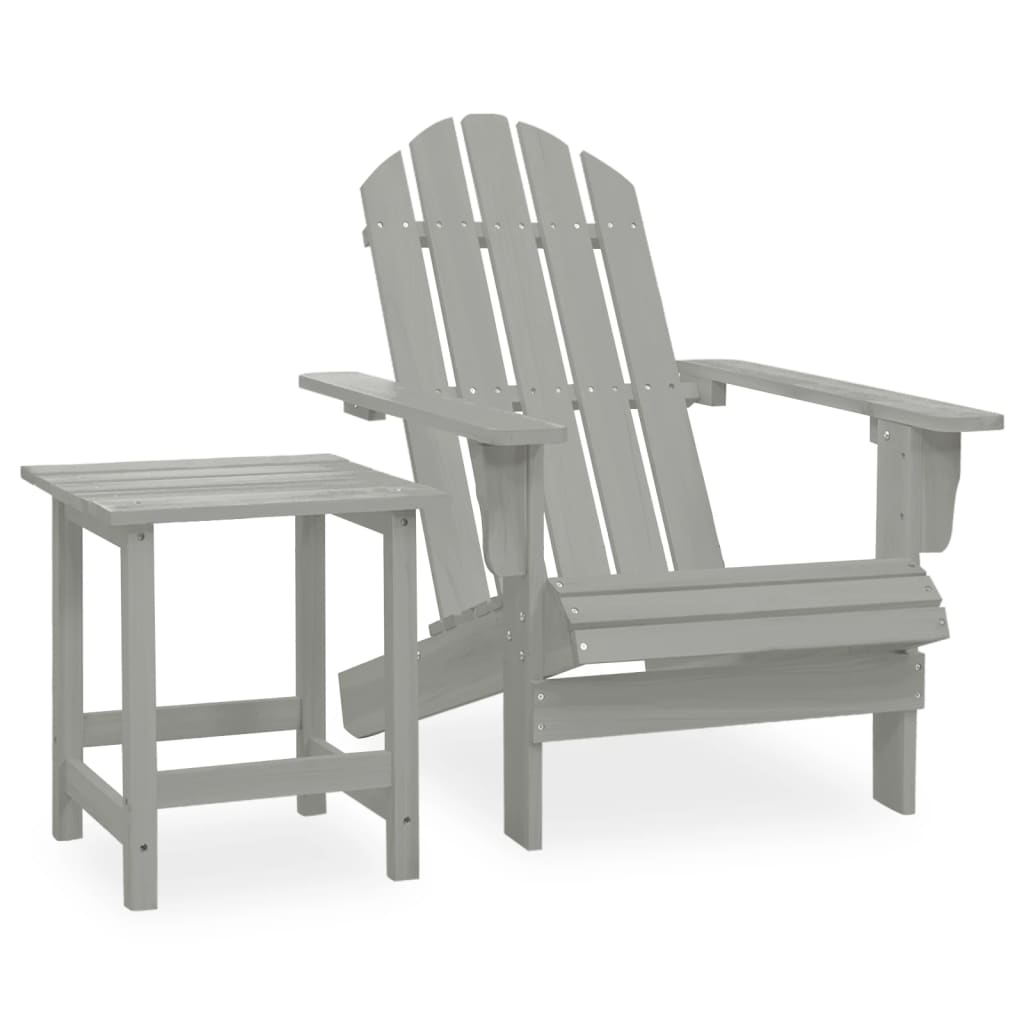 foto del prodotto sedia da giardino adirondack con tavolino legno abete grigio