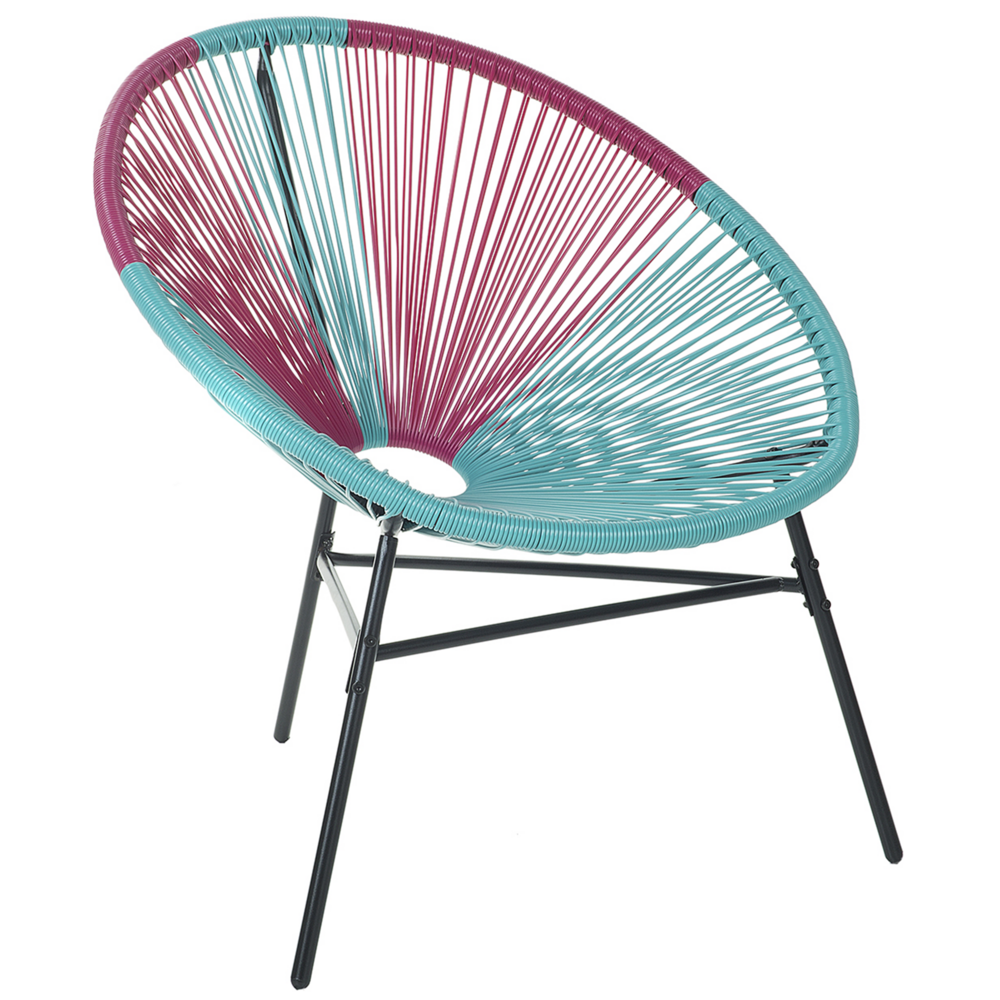 foto del prodotto sedia da giardino blu con papasan in rattan sintetico rosa moderno