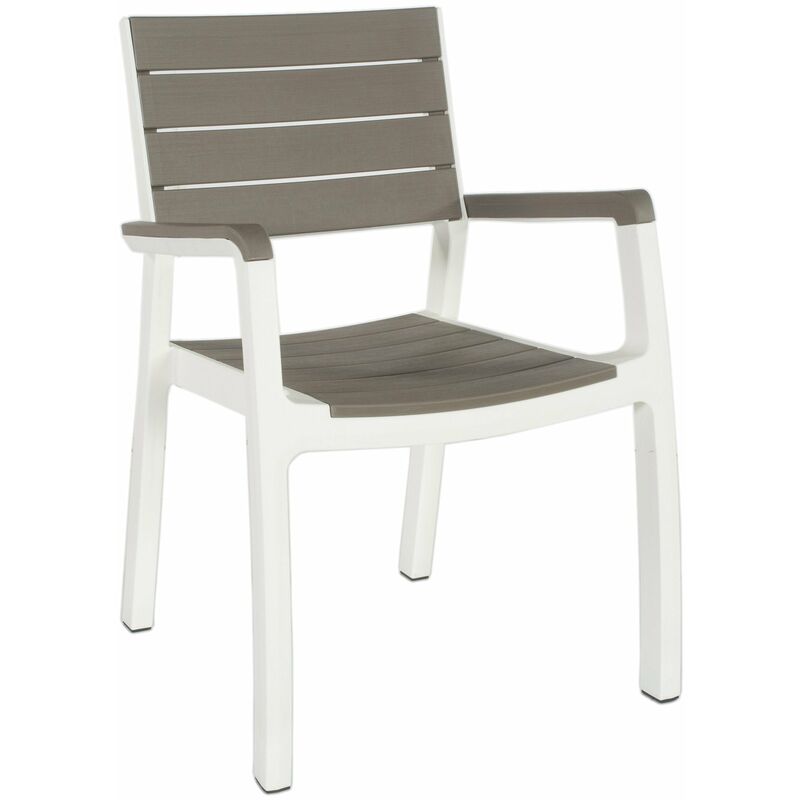foto del prodotto sedia da giardino con braccioli in resina bauer harmony bianco e tortora