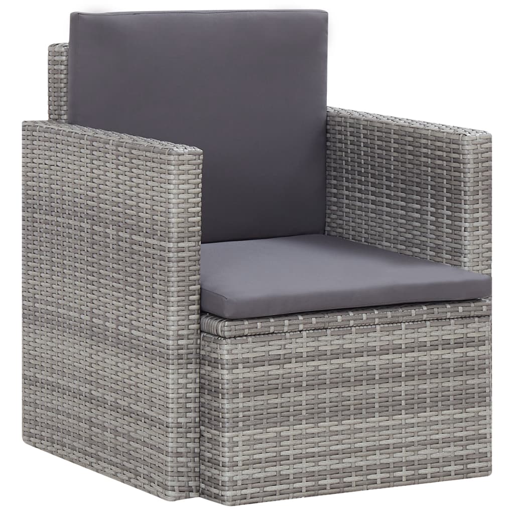 foto del prodotto sedia da giardino con cuscini in polyrattan grigio cod mxl 23815