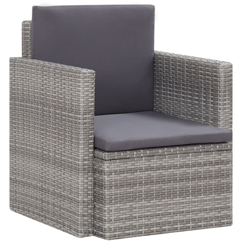 foto del prodotto sedia da giardino con cuscini in polyrattan grigio vidaxl 277865