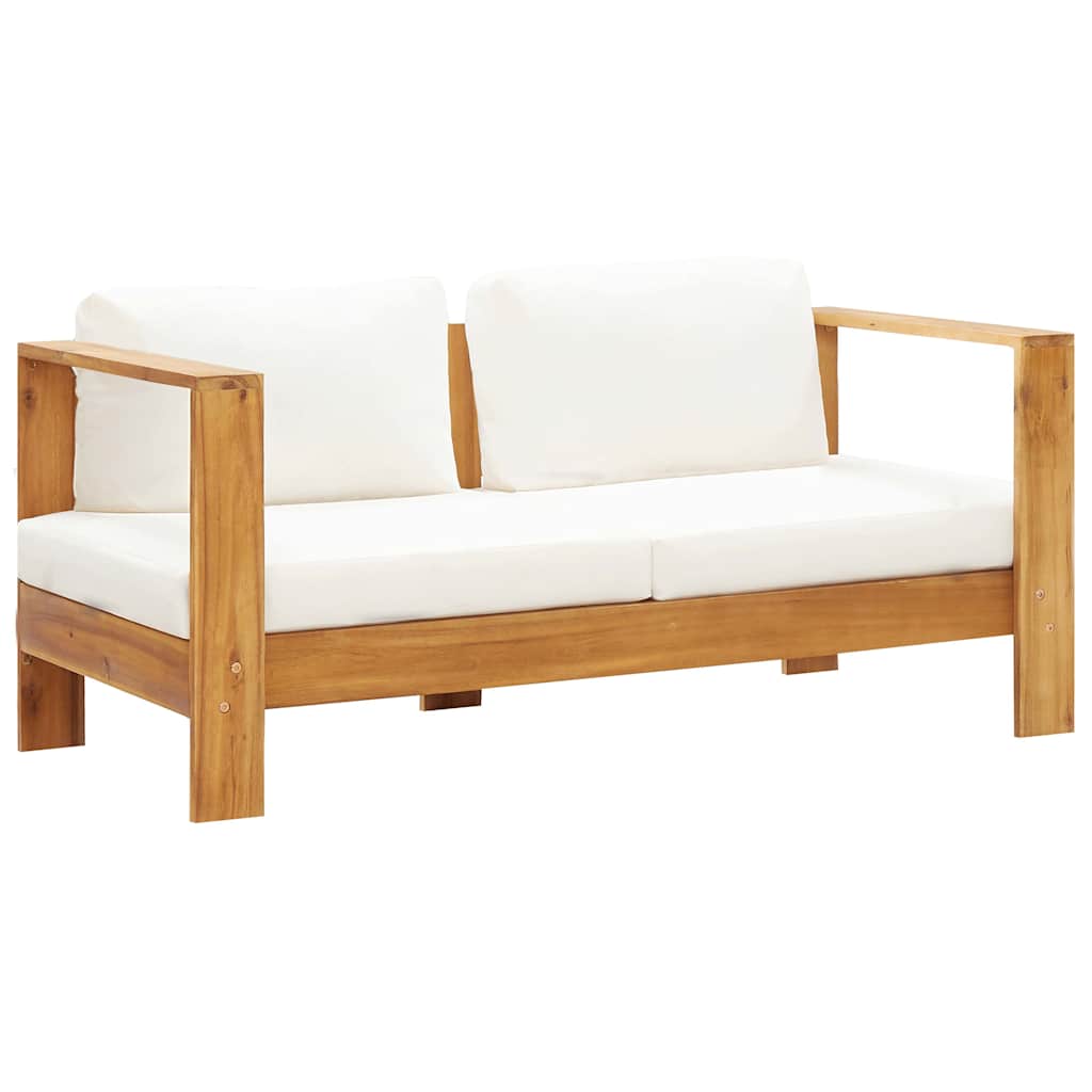 foto del prodotto sedia da giardino con cuscino 140 cm bianco crema legno acacia cod mxl 63303