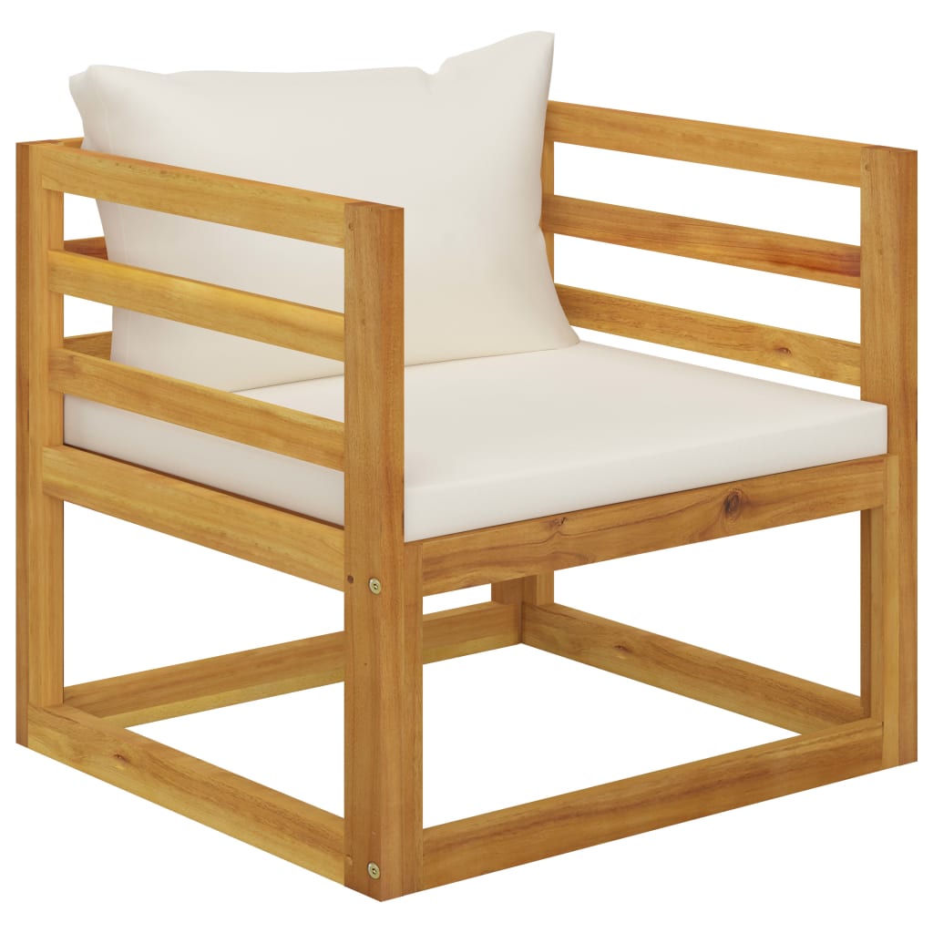 foto del prodotto sedia da giardino con cuscino crema in legno massello di acacia cod mxl 78161