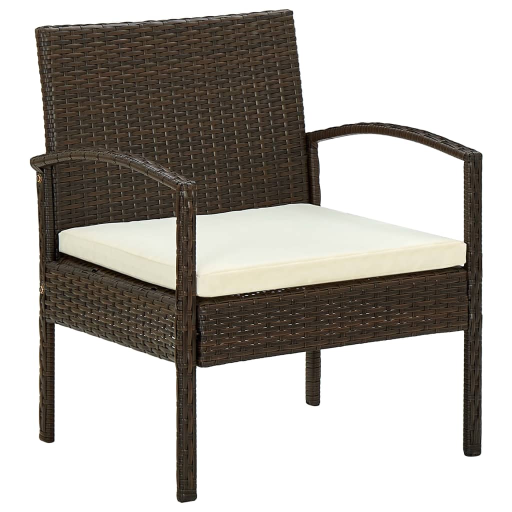 foto del prodotto sedia da giardino con cuscino in polyrattan marrone cod mxl 63490