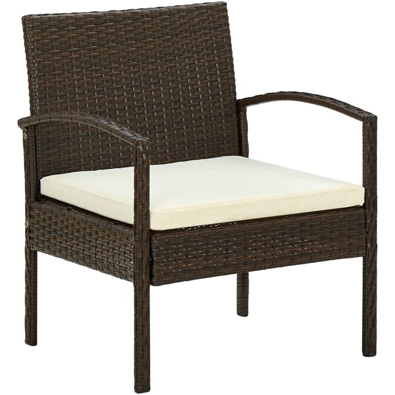 foto del prodotto sedia da giardino con cuscino in polyrattan marrone vidaxl